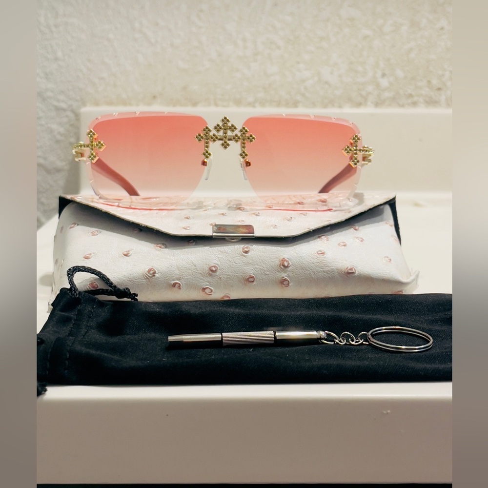 Gothic Pink Cross Sunglasses